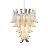 Vintage Transparent Murano Glass Petals Chandelier 26.6"